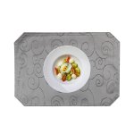 Tischset grau 35x50 cm Struktur damast Ornamente Platzset bügelfrei Deckchen