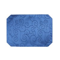 Tischset blau dunkel 35x50 cm Struktur damast Ornamente Platzset bügelfrei Deckchen