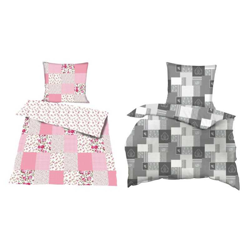Bettwäsche Baumwolle Patchwork Print 2 teilig Garnitur 135x200 80x80 , 24,95 €