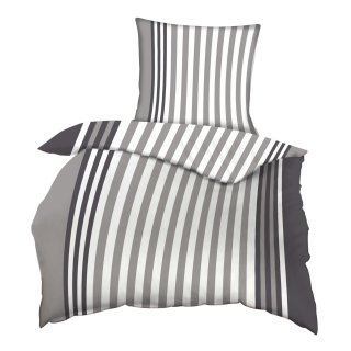 Bettwäsche Baumwolle Strippes Black & White 2 teilig Garnitur 135x200 80x80 cm Reißverschluß