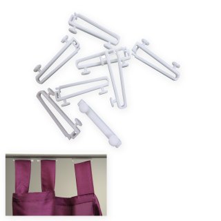 Schlaufenschalhaken weiß 8 Stück Kunststoff für Schlaufen Vorhang #197