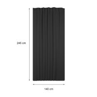 Verdunklungsgardine Blackout Kräuselband Vorhang 135 x 245 Gardine schwarz