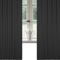 Verdunklungsgardine Blackout Kräuselband Vorhang 135 x 245 Gardine schwarz
