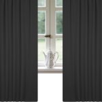 Verdunklungsgardine Blackout Kräuselband Vorhang 135 x 245 Gardine schwarz