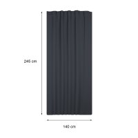 Verdunklungsgardine Blackout Kräuselband Vorhang 135 x 245 Gardine grau dunkel