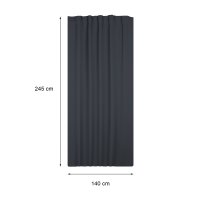 Verdunklungsgardine Blackout Kräuselband Vorhang 135 x 245 Gardine grau dunkel