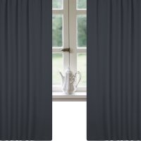 Verdunklungsgardine Blackout Kräuselband Vorhang 135 x 245 Gardine grau dunkel