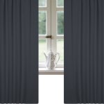 Verdunklungsgardine Blackout Kräuselband Vorhang 135 x 245 Gardine grau dunkel