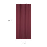 Verdunklungsgardine Blackout Kräuselband Vorhang 135 x 245 Gardine burgund