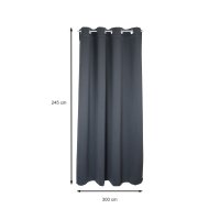Verdunklungsvorhang grau dunkel  Ösen 295x245 cm extra breit Vorhang blickdicht Gardine