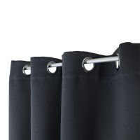 Verdunklungsvorhang grau dunkel  Ösen 295x245 cm extra breit Vorhang blickdicht Gardine