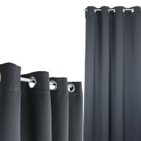 Verdunklungsvorhang grau dunkel  Ösen 295x245 cm extra breit Vorhang blickdicht Gardine