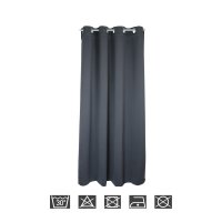 Verdunklungsvorhang grau dunkel  Ösen 295x245 cm extra breit Vorhang blickdicht Gardine