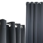 Verdunklungsvorhang grau dunkel  Ösen 295x245 cm extra breit Vorhang blickdicht Gardine