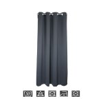 Verdunklungsvorhang grau dunkel  Ösen 295x245 cm extra breit Vorhang blickdicht Gardine