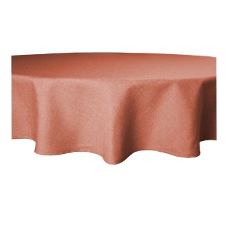 Tischdecke terracotta rund 160 cm Ø beschichtet Leinenoptik wasserabweisend Lotuseffekt