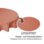 Tischdecke terracotta rund 160 cm Ø beschichtet Leinenoptik wasserabweisend Lotuseffekt