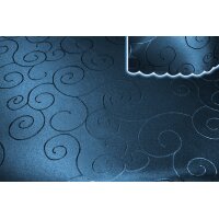 Tischdecke blau dunkel rund 160 cm Ø  damast Ornamente bügelfrei fleckenabweisend