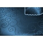 Tischdecke blau dunkel rund 160 cm Ø  damast Ornamente bügelfrei fleckenabweisend