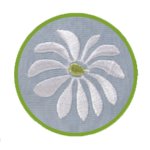 Bistrogardine Svenja stickerei Blume gr&uuml;n Fenstergardine