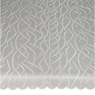 Tischdecke rund 135 cm Ø grau silber Struktur damast Streifen bügelfrei fleckenabweisend