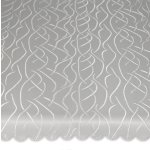 Tischdecke rund 135 cm Ø grau silber Struktur damast Streifen bügelfrei fleckenabweisend
