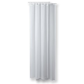 Voile Dekoschal edel Streifen Gardine Vorhang weiß Kräuselband o. Schlaufen 135x245 cm