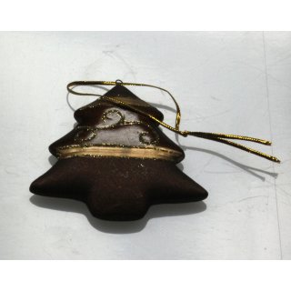 Baum Schmuck Tannenbaum Weihnachtsbaum Aufänger Ton braun mit Glitzer Weihnachten