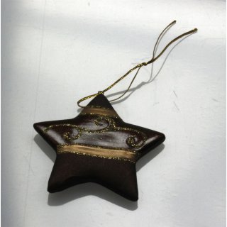 Baum Schmuck Stern Weihnachtsbaum Aufänger Ton braun mit Glitzer Weihnachten