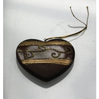 Baum Schmuck Herz Weihnachtsbaum Aufänger Ton braun mit Glitzer Weihnachten