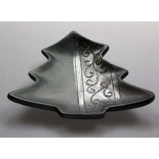 Weihnachten Schale Tannenbaum Kerzenteller Kerzentopf Ton silber mit Glitzer Dekoration #1441 Schale Tannenbaum