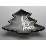 Weihnachten Schale Tannenbaum Kerzenteller Kerzentopf Ton silber mit Glitzer Dekoration #1441 Schale Tannenbaum