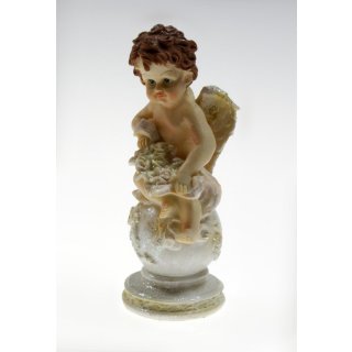 Weihnachten Engel auf Kugel XL 17x7 cm bemalt Dekoration Kunststein Polyresin