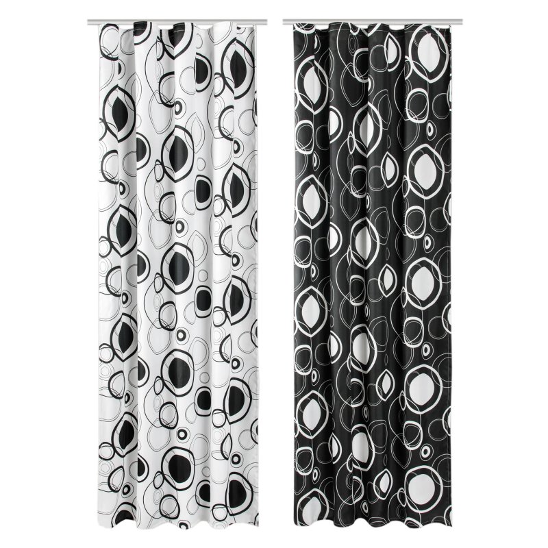 Vorhang Kräuselband schwarz und weiß 140x245 cm blickdicht Dekoschal