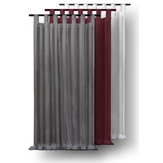 Voile Gardine Streifen Dekoschal 140x175 cm halbtransparent Schlaufen Vorhang