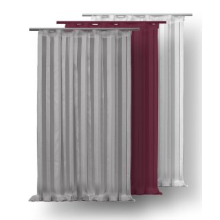 Vorhang Kräuselband 140x145 cm Streifen Voile Dekoschal halb transparent Gardine
