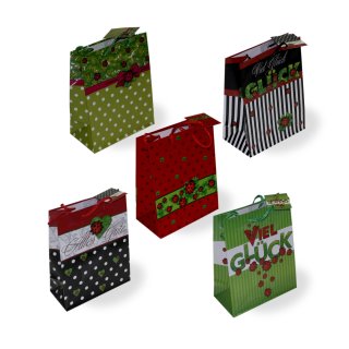 Geschenktaschen Geschenktüte Glücksbringer Marienkäfer 2er Set ca. 18x23x10 cm #1475