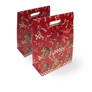 Geschenktaschen Klettverschluss 2er Set 19x27x8 cm Teddy rot