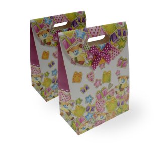 Geschenktaschen Klettverschluss 2er Set 19x27x8 cm Teddy gelb