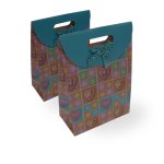 Geschenktaschen Klettverschluss 2er Set 19x27x8 cm Herzen blau