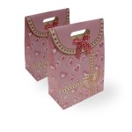 Geschenktaschen Klettverschluss 2er Set 19x27x8 cm Herzen pink