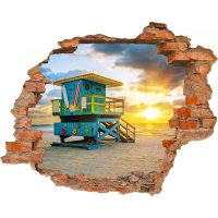Wandbild Booth on the Beach Sticker 3D Foto Tapete Wandtattoo ca. 125x100 cm #1480