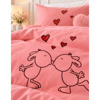 Bettwäsche Love 2 tlg. Garnitur in Pink ca. 135x200 80x80 cm Reißverschluss