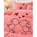 Bettwäsche Love 2 tlg. Garnitur in Pink ca. 135x200 80x80 cm Reißverschluss