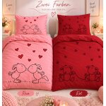 Bettwäsche Love 2 tlg. Garnitur in Pink ca. 135x200 80x80 cm Reißverschluss