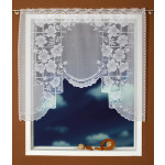 Scheibengardine weiß ca.150x120 cm Bistrogardine Fenstergardine Vorhang Muster Blumen Gitter