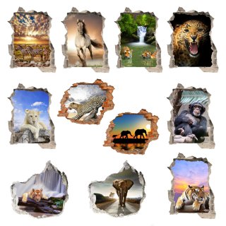 Wandbild Sticker 3D wild Life Foto Tapete Wandtattoo Bild Aufkleber 125x100 cm