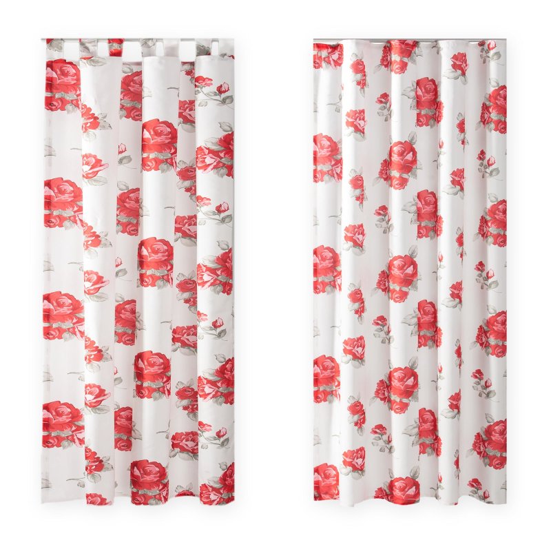 Vorhang blickdicht weiß mit roten Rosen 140x245 cm Gardine Dekoschal , 29,95 €