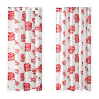 Vorhang blickdicht weiß mit roten Rosen 140x245 cm Gardine Dekoschal