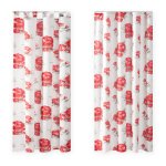 Vorhang blickdicht weiß mit roten Rosen 140x245 cm Gardine Dekoschal
